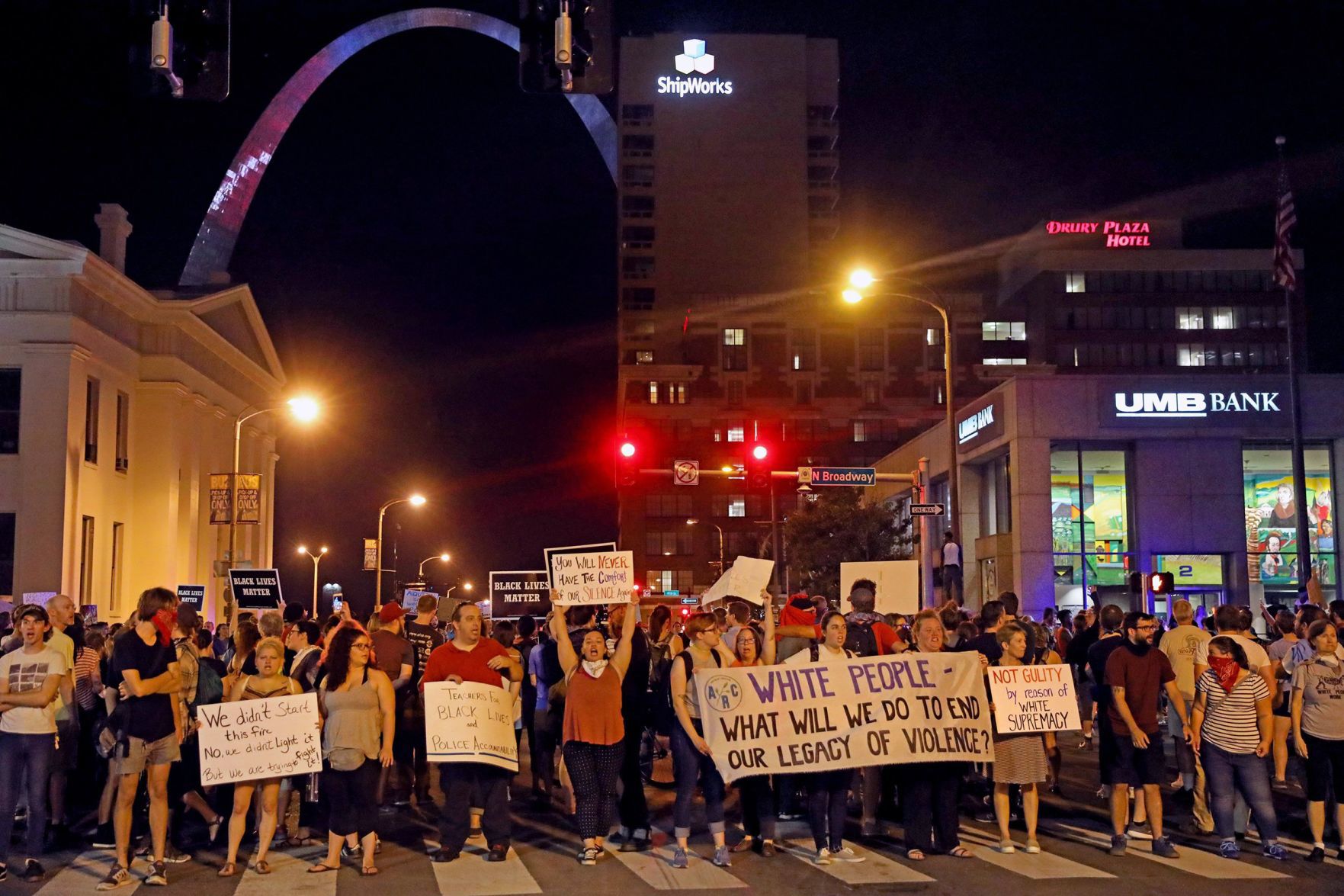 Protesters march in downtown St. Louis